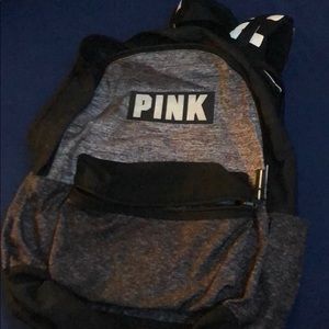 Black pink backpack.